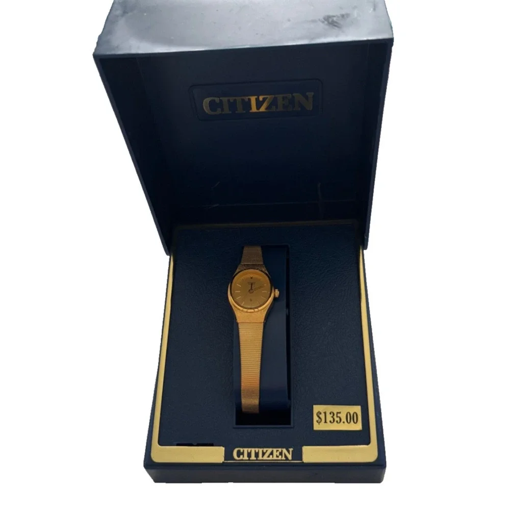 Rare Vintage Citizen CQ 6031-K13499 Gold Quartz Women Watch JAPAN New Old Stock